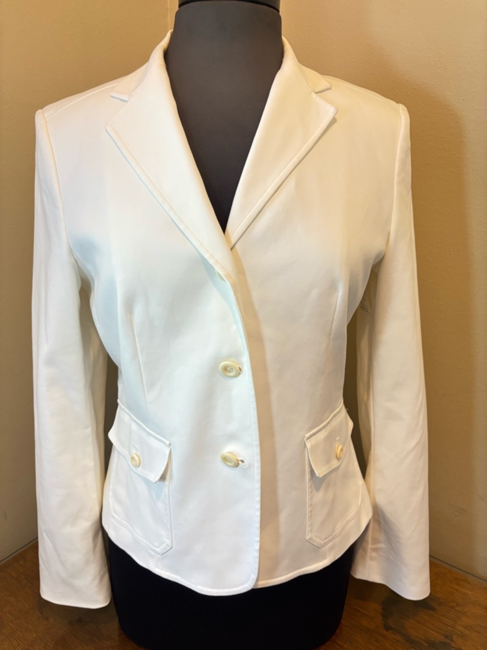 Talbots White Tailored Women's Blazer, Cotton Blend, size 8